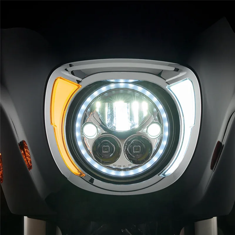 

NEW-LED Amber Motorcycle Headlight Bezel Lamp For Indian Chieftain Dark Horse/Elite/Classic/Limited