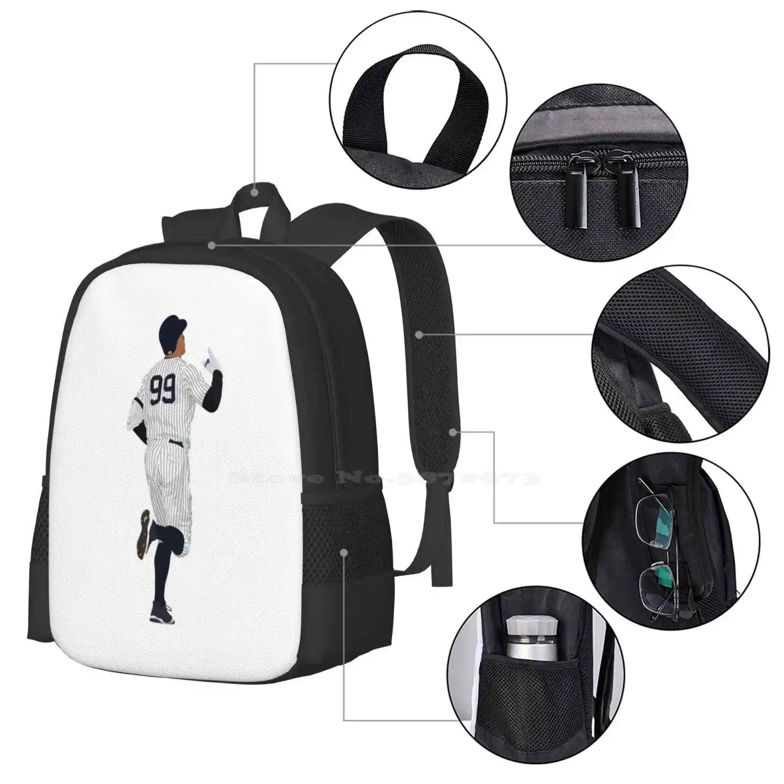 Mochila escolar de gran capacidad para ordenador portátil, bolsas para computadora portátil de la Universidad del Estado de California, Aaron Judge, Fresno Linden