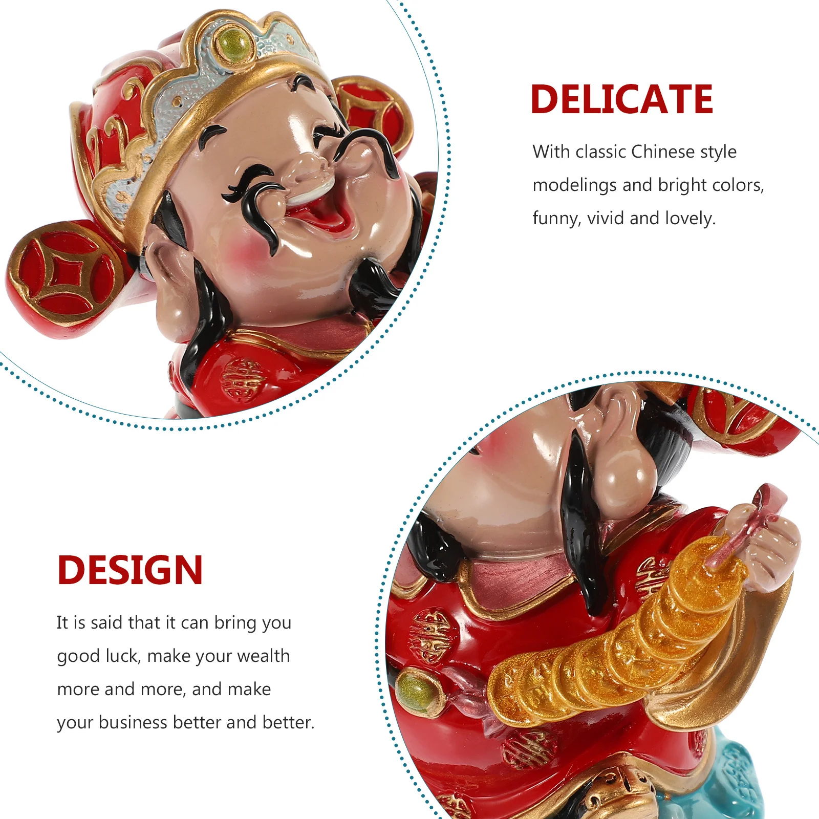 

Resin Wealth Blessing Statue Chinese Style Desktop Ornament For Home Office Indoor Decoration Household Ornaments