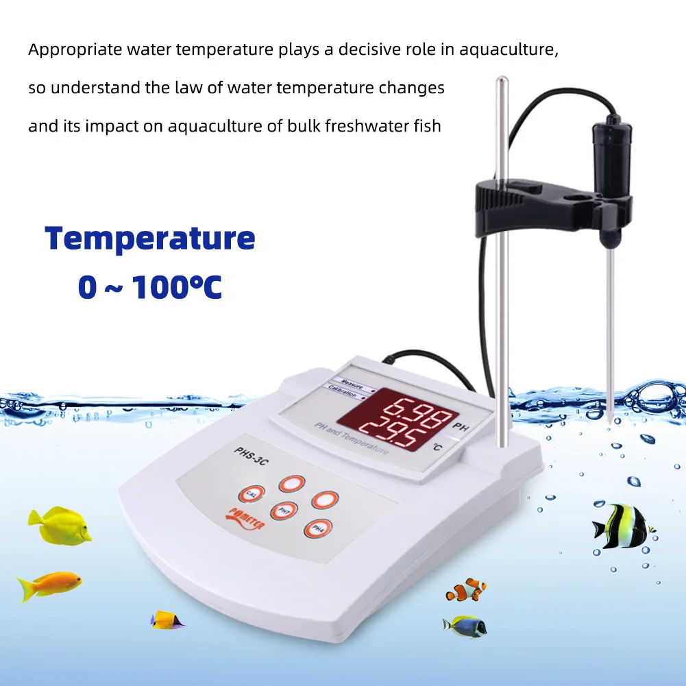 PHS-3C Digital PH Meter 0.01 Accuracy Auto Calibration Desktop Temp/pH Tester with ATC Water Quality Analyzer for Lab Aquariums