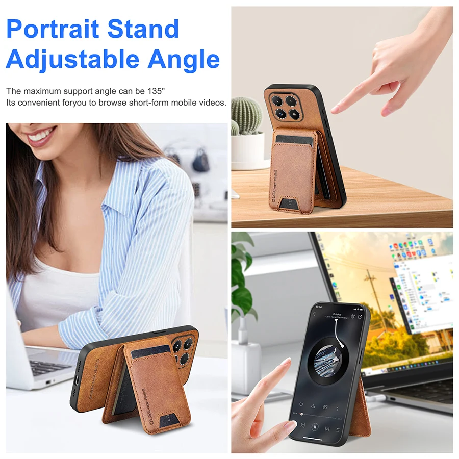 Wallet Card Holder Phone Case for Xiaomi 17 Magnet Cover Leather For Mag-safe Stand Shell Funda - view 5
