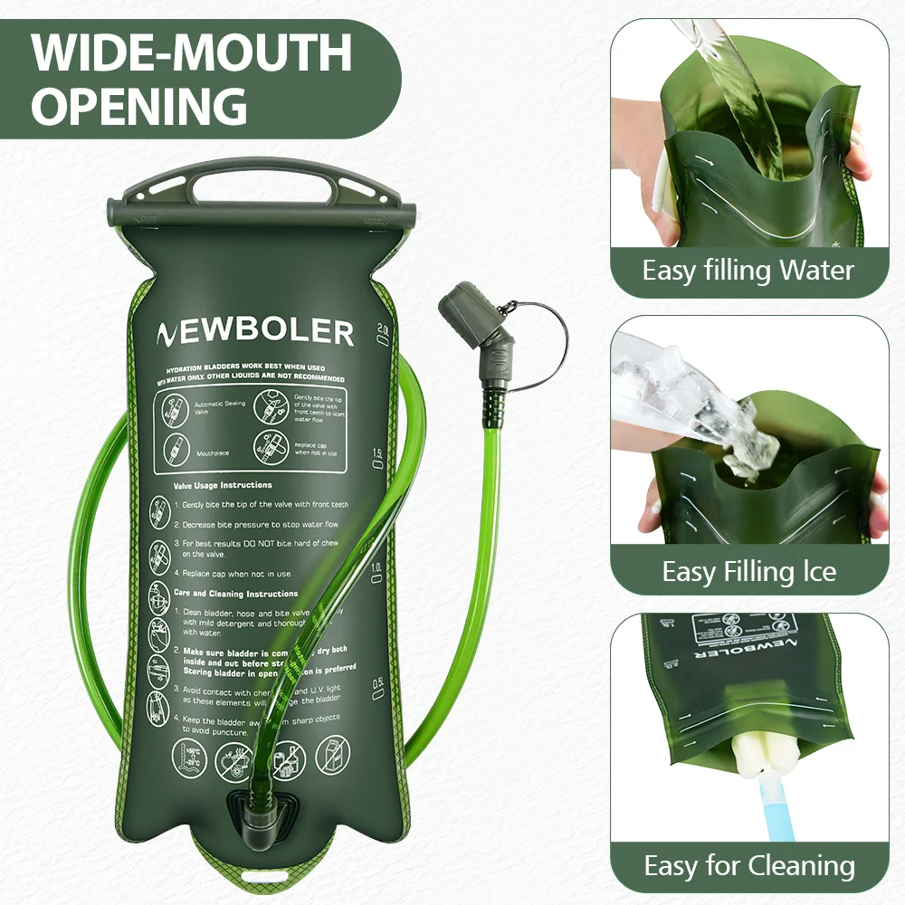 NEWBOLER Sport-Wasserblase, Trinkrucksack, Aufbewahrungstasche, BPA-frei, tragbar, lebensmittelecht, zum Trinken im Freien, Camping, Wasserbeutel – Detail 10