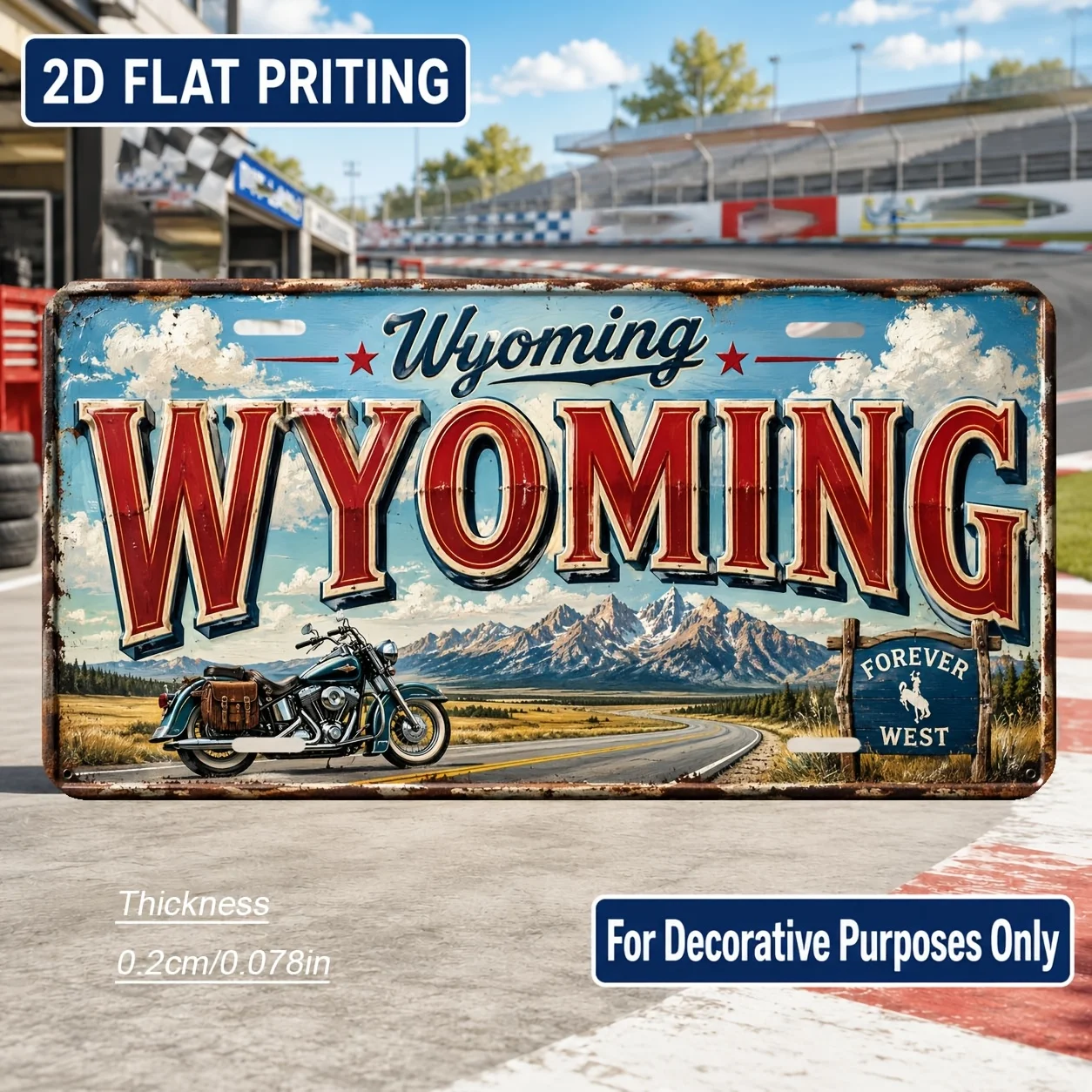 2D Flat, [2D Flat] 2D Flat, 1pc, Wyoming-themed Vintage Sign, for Decorative Use Only, Home Decor, Birthday Gift, Vintage Wall A