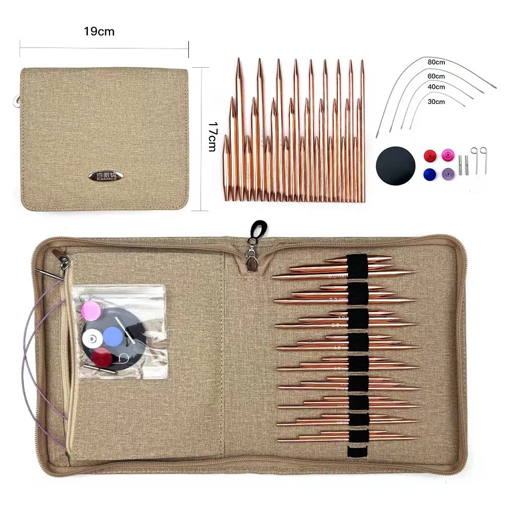 

9 Pairs Interchangeable Knitting Needles Set 5.5cm 8.5cm 11.5cm Crochet Hooks Circular Weaving Needle Set from 3.0mm to 6.0mm