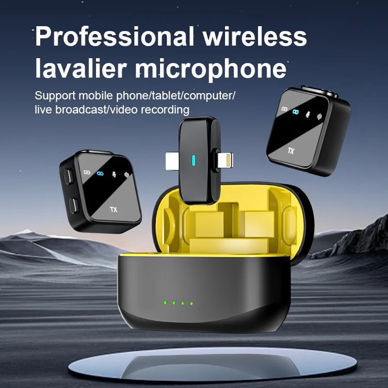 Micrófono de solapa inalámbrico Yamnweo N-S2 con estuche de carga, alcance de 30 m, cancelación de ruido AI de 3 niveles, Bluetooth 5.2, para teléfono, cámara, vlogs, transmisión en vivo, grabación de video