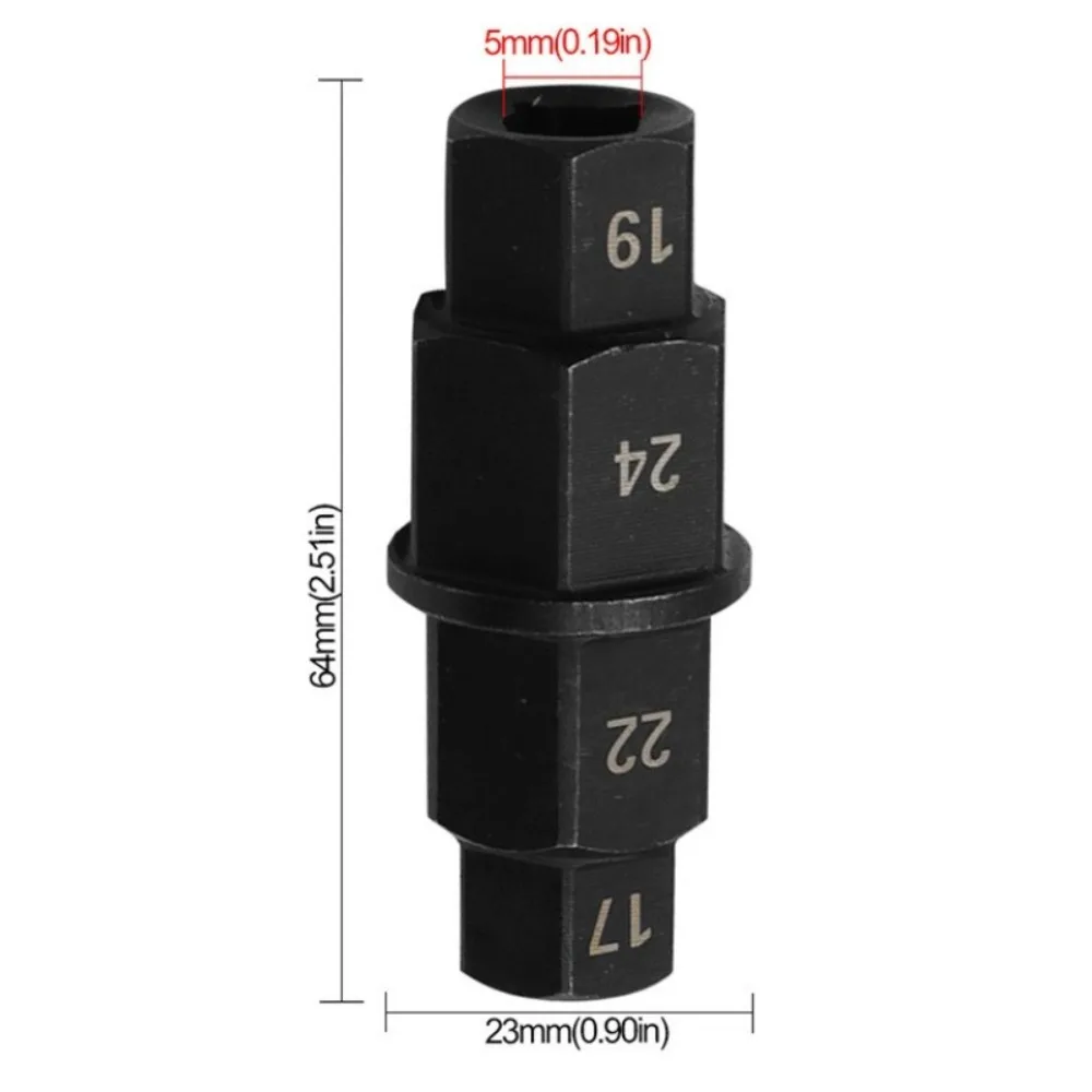 

Инструмент для шестигранной оси мотоцикла 4-в-1, торцевой ключ для шпинделя 17 мм, 19 мм, 22 мм, 24 мм, инструмент для снятия переднего и заднего колеса привода 3/8 дюйма