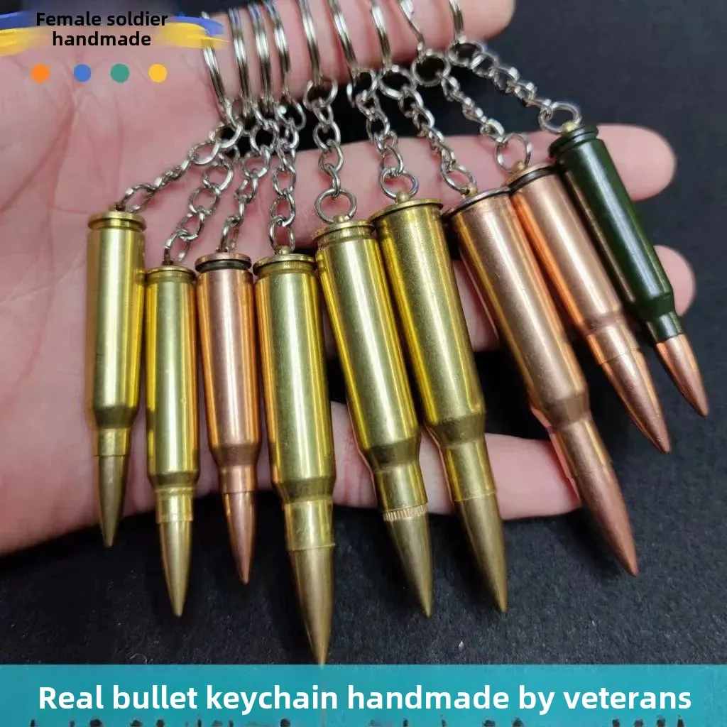 Pure Copper Bullet Keychain Creative Gift Subtle Craftsmanship War Wolf Two-Item Necklace Miniature Model Home Decorations