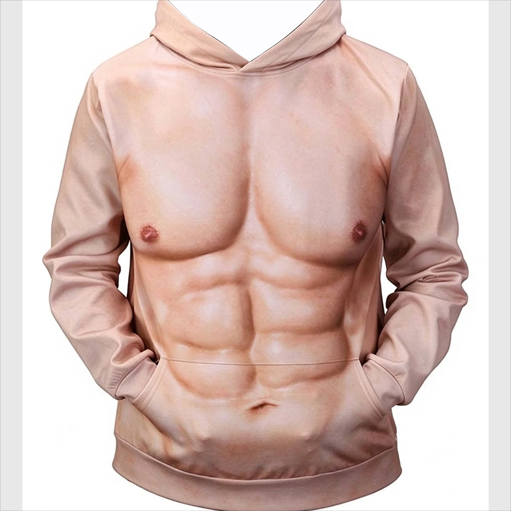 Sudadera con capucha para hombre con diseño de máscara y músculos pectorales, extraña y desagradable, con estampado original y divertido, talla grande.