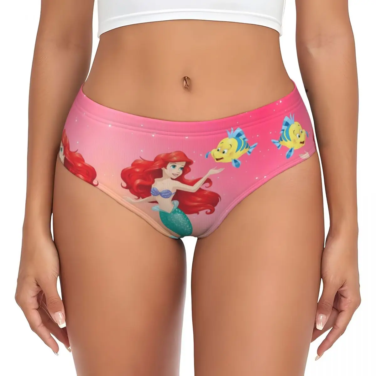 Calcinha feminina personalizada The Little Mermaid Manga Conforto Filmes Ariel Cuecas