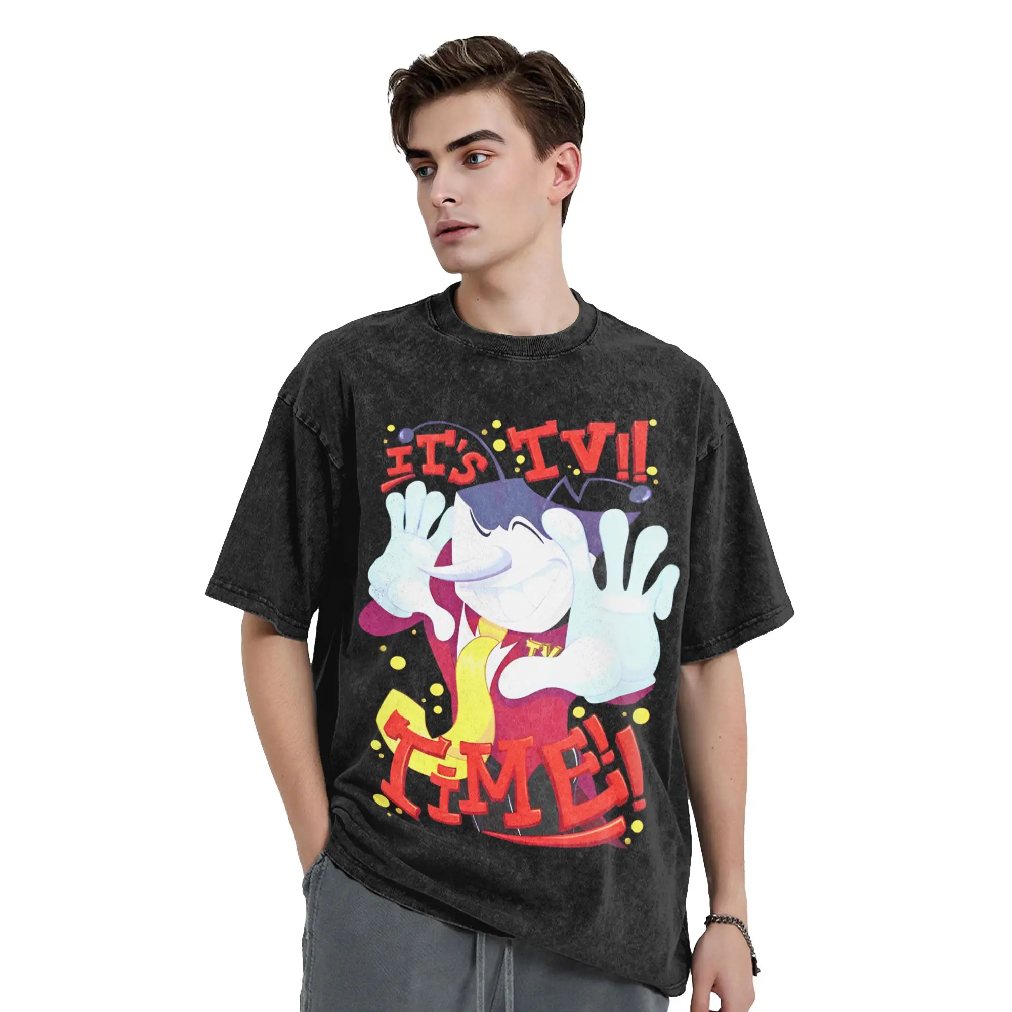 Washed T Shirts Deltarune Mr Ant Tenna TV Time T-Shirt Oversize Gaming Streetwear 100% Cotton Graphic Tops Tops Tees Men Women