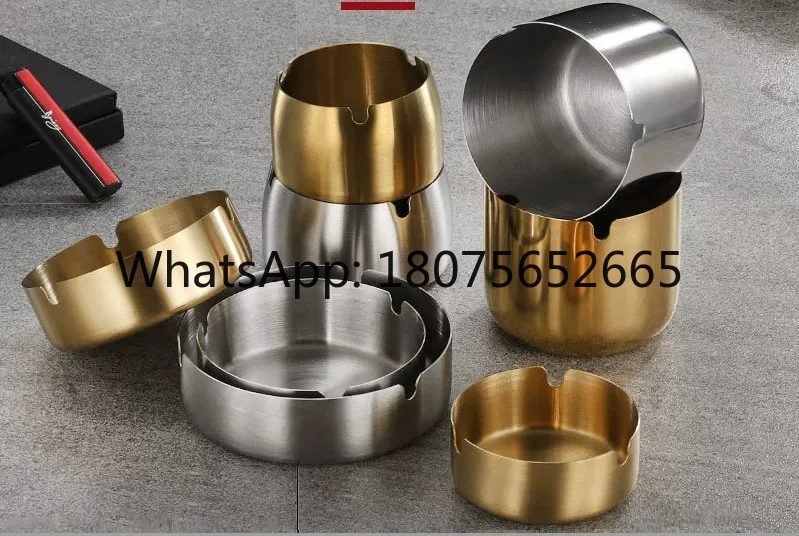 Windproof thickened stainless steel Internet cafe ashtray KTV restaurant restaurant smoke cup round gift
