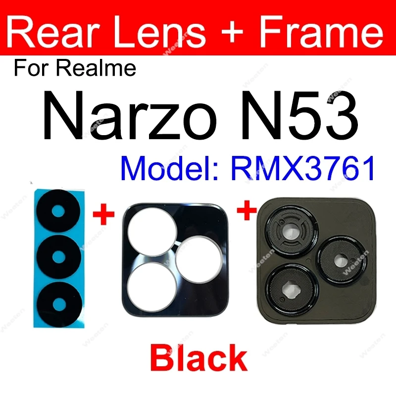 

Для Realme Narzo 50 N53 N63 Narzo 50A Prime Narzo 70 Pro 4G 5G Стеклянная крышка задней линзы Ремонт стеклянной рамки объектива камеры