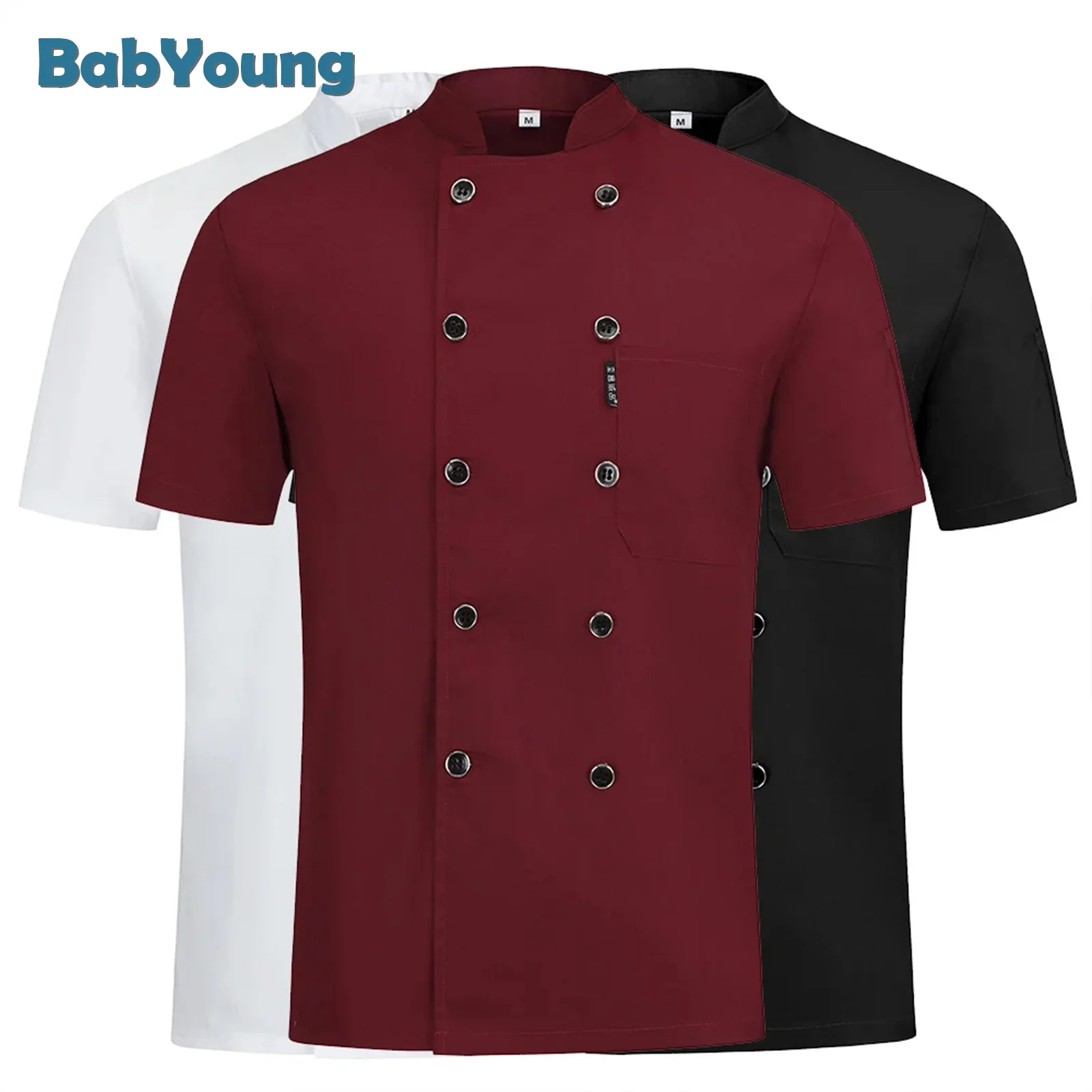 3 Kleuren Hoge Kwaliteit Double Breasted Chef Uniform Restaurant Hotel Keuken Catering Jassen Kookcafé Werkkleding Chef-Kok Kleding