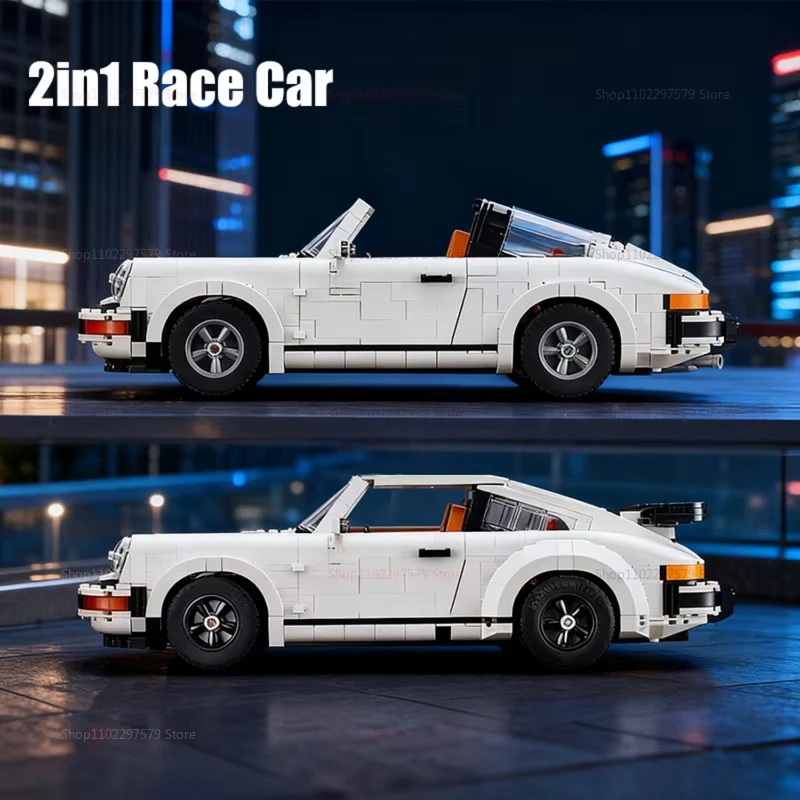 Juego de bloques de construcción de carrera clásicos 2 en 1, 1458 Uds., colección de modelos de vehículos, coches de ladrillos, juguetes para adultos y adolescentes, regalo de Navidad