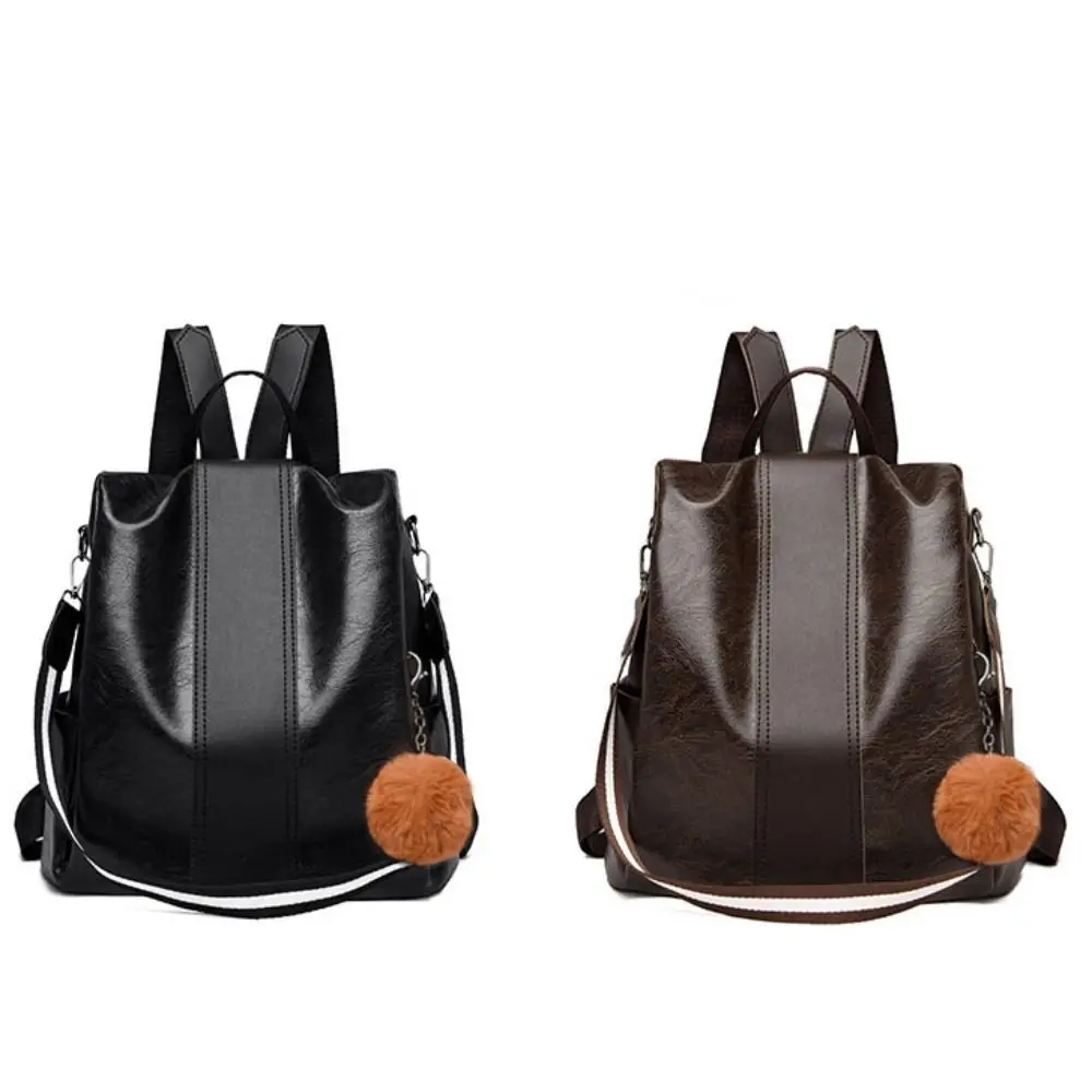Borsa da scuola per laptop in pelle PU Zaino semplice di grande capacità in tinta unita Zaino impermeabile Zaino universitario da esterno