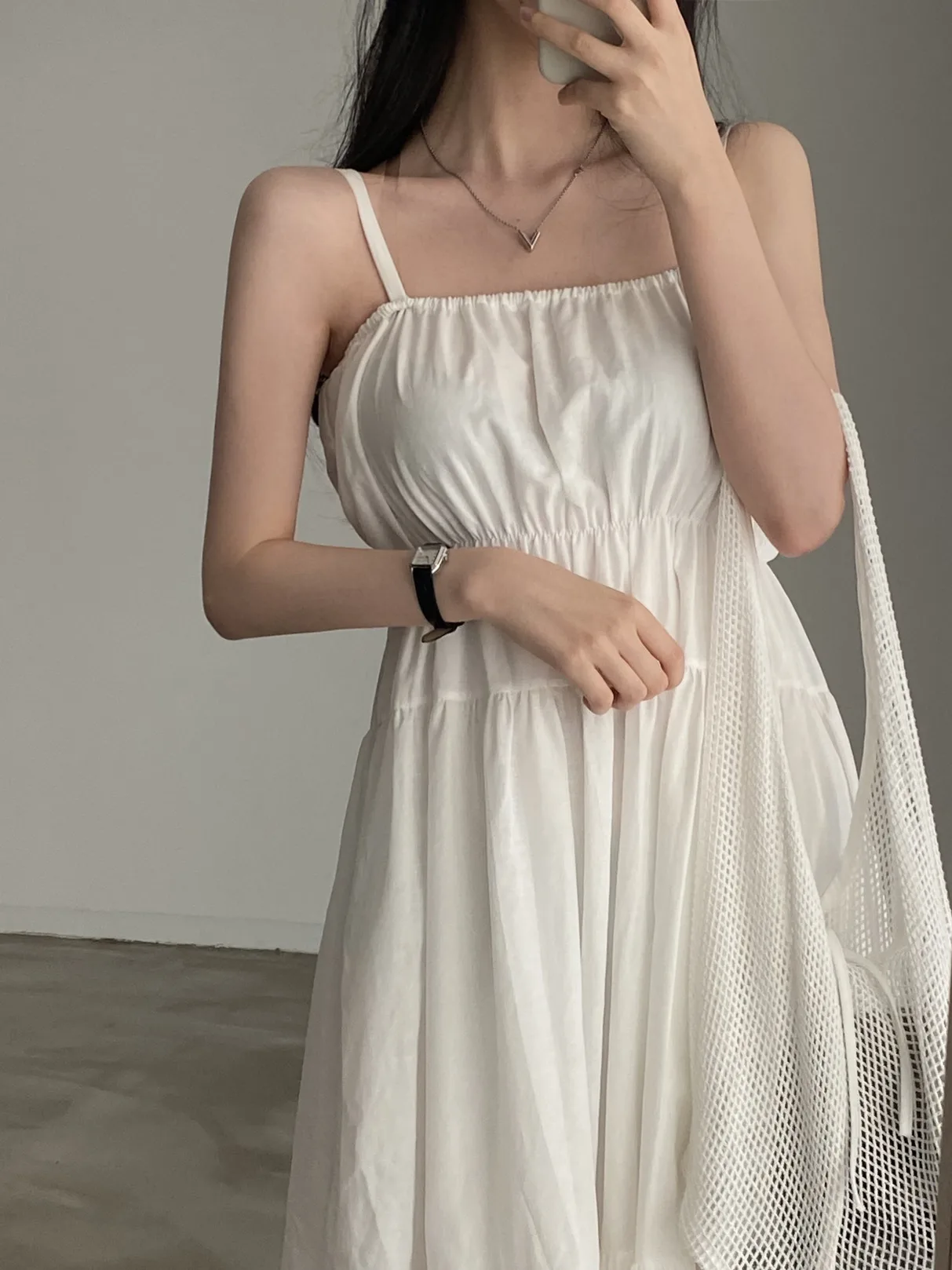 

Chic Summer Age-Defng Square Ne Svel Gown Women's Waist-Cinching Wrap Dr Folded Hemline Casual Commute Sle