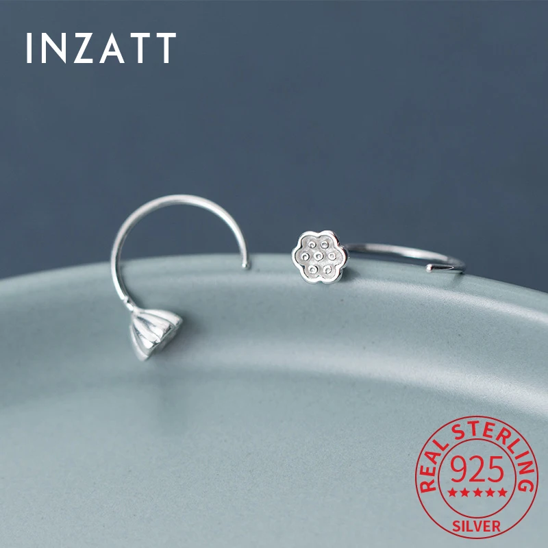 INZATT Real 925 Sterling Silver Seedpod of The Lotus Mini Hook Stud Earrings for Women Party Cute Fine Jewelry Accessories Gift