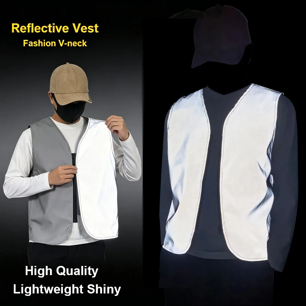 

Reflective Casual Vest Men Women Summer Lightweight Sleeveless Jacket Outdoor Sports Shiny Top for Running Cycling Clothing