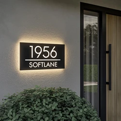 Customizable House Number With LED Light Modern Backlit Acrylic Design Illuminated Address Plaque Outdoor Use Stylish Home Decor