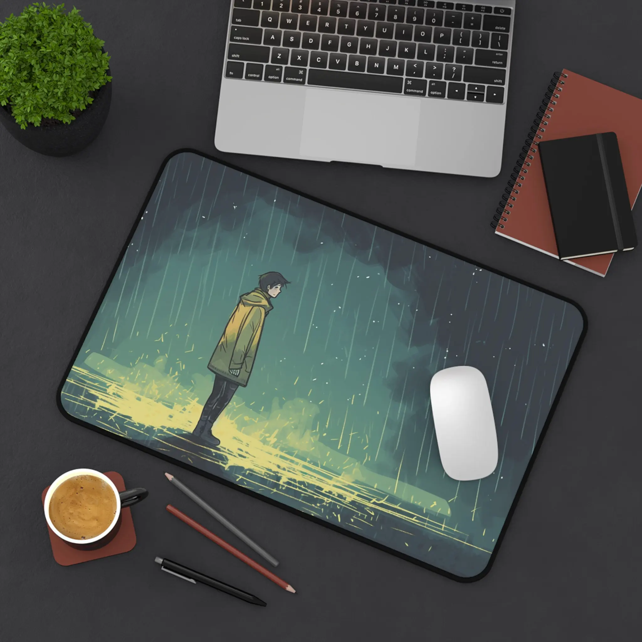 Walking Mouse Pad in The Rain, Theme Table Mat in The Rain, Non-slip Waterproof Gaming Mouse Pad, Perfect Gift for Friends