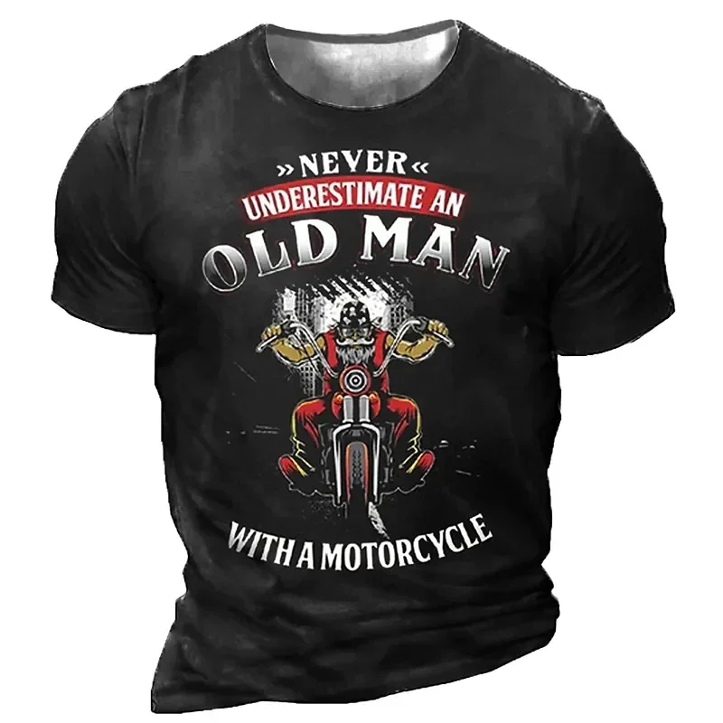 Summer Trend Handsome Motorcycle T-shirt Male Biker 3d Printed Vintage Short Sleeve Old Man T-shirt T-shirt Racing Halter Vest