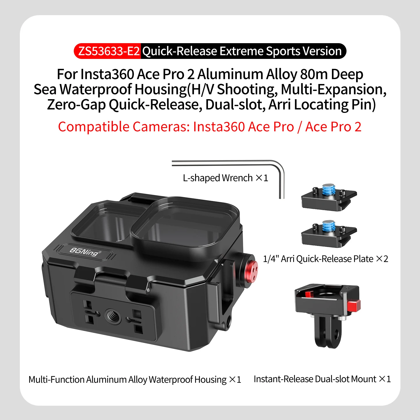 IP68 Wasserdichtes Metallgehäuse für Insta360 AcePro Ace Pro 2 Action-Kamera Unterwasser-Tauch-Magnetische Schnellverschluss-Halterung – Detail 31