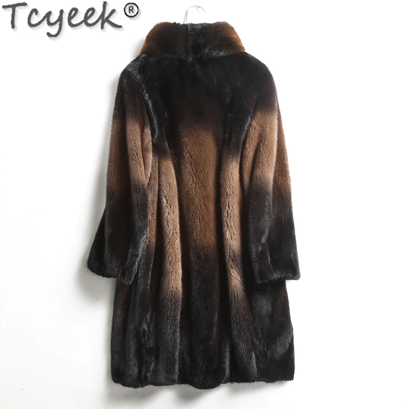 Tcyeek 23 Mid-length Warm Real Fur Jacket Lady Winter 100% Whole Mink Fur Coat Elegant Natural Fur Jackets Women Clothes Korean