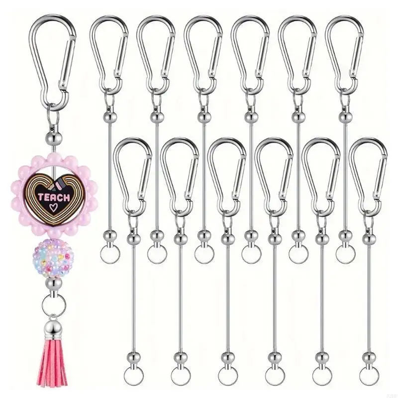 

J2HF 12pcs Beadable Beachain Bar, серебряная бусинка для брелок с бисером для подвески DIY
