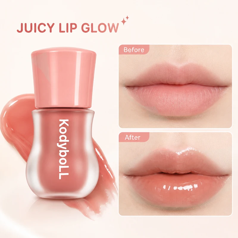 Kodyboll 4 Shades Juicy Lip Gloss, Hydrating High-Shine Non-Sticky Tinted Lip Oil, Sheer Buildable Color for Everyday Lip Makeup