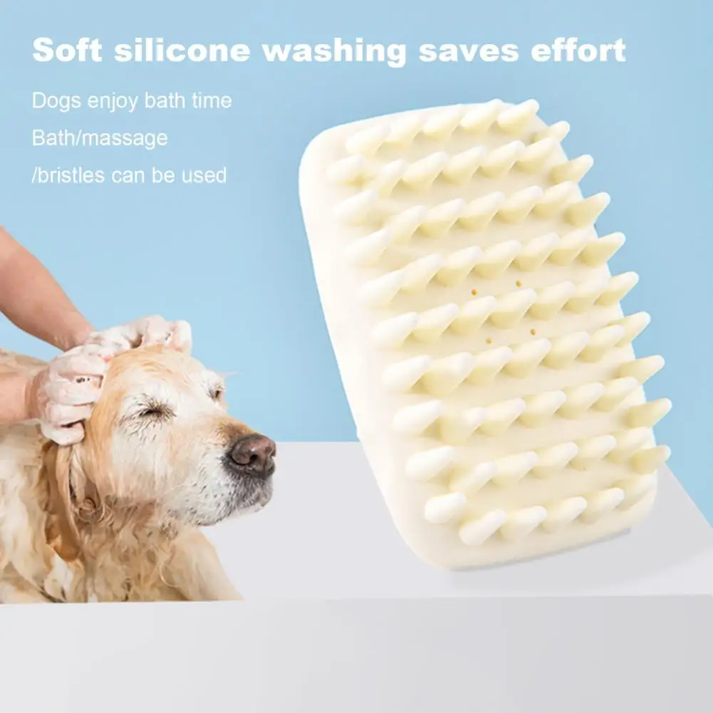 Escova para animais de estimação com dispensador de sabão, escova para tosa de cães com recipiente de shampoo, escova de banho de silicone macio para animais de estimação, massagem spa 2 em 1 para cães