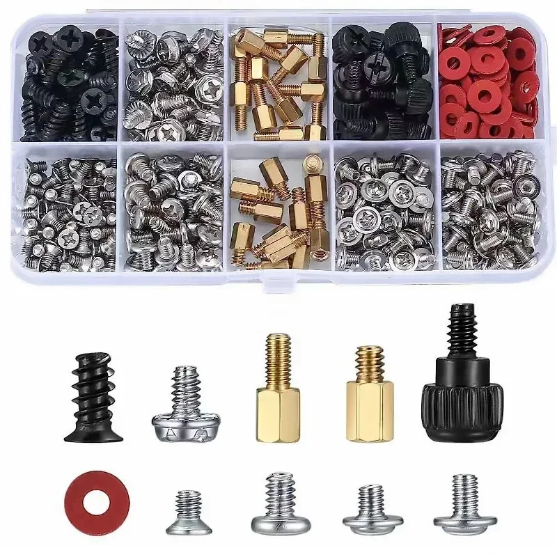 

228/280/300/332/360PCS/box Hard Disk DIY Motherboard PC Computer Assemble Case Screw Bolt Standoff Washer Set Assortment Kit