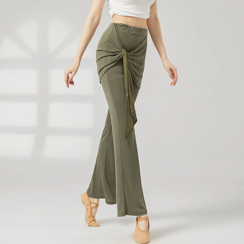 Miękkie spodnie do tańca modalnego i jogi damskie z wysokim stanem, sznurowane, elastyczne, lekko rozszerzane, do ćwiczeń tańca nowoczesnego, spodnie S-XL