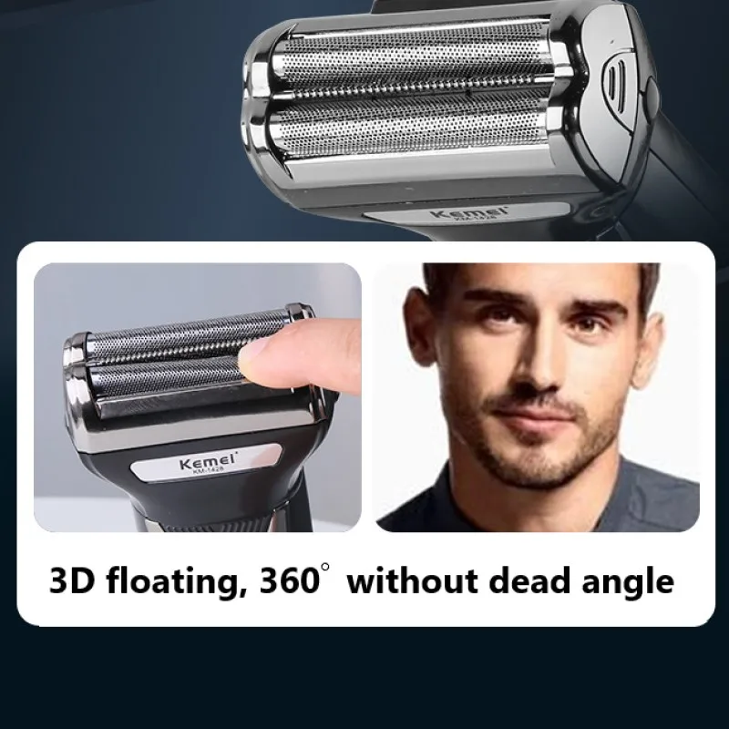 Kemei-Afeitadora eléctrica recargable para hombres, máquina de afeitar de barba, pelo, cuerpo, nariz, oreja