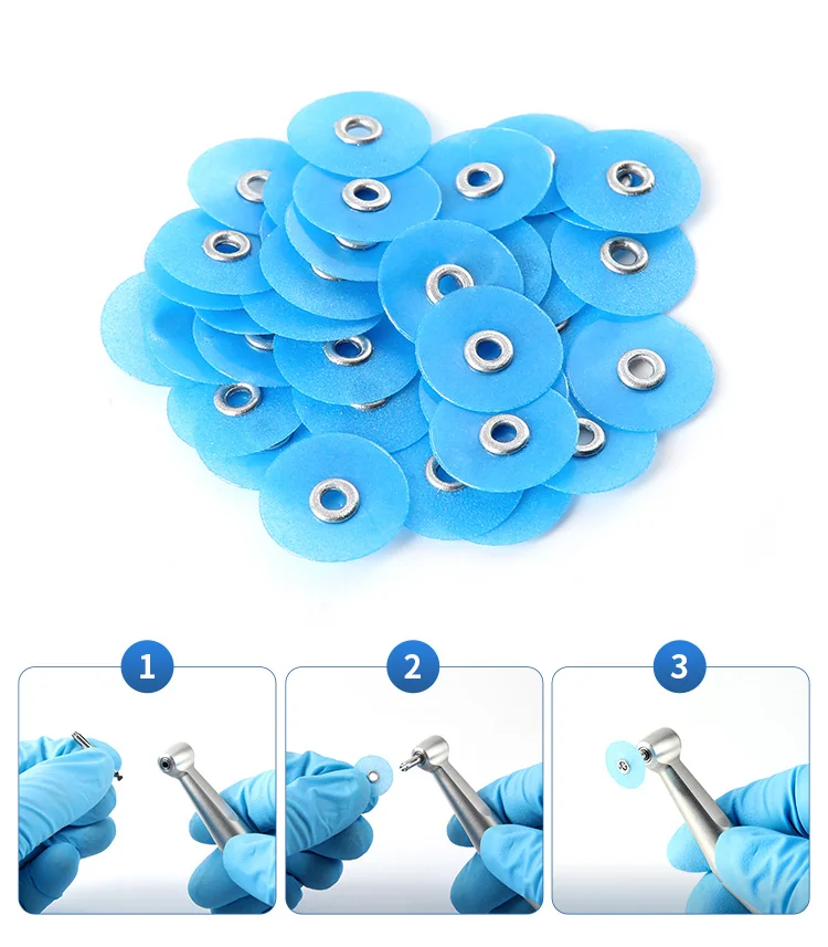 40 Stück/Box AZDENT Dental-Polierscheiben 12mm Polierer Doppelseitig Aluminiumoxid mit Dorn CA2.35mm Zahnarztwerkzeug – Detail 13