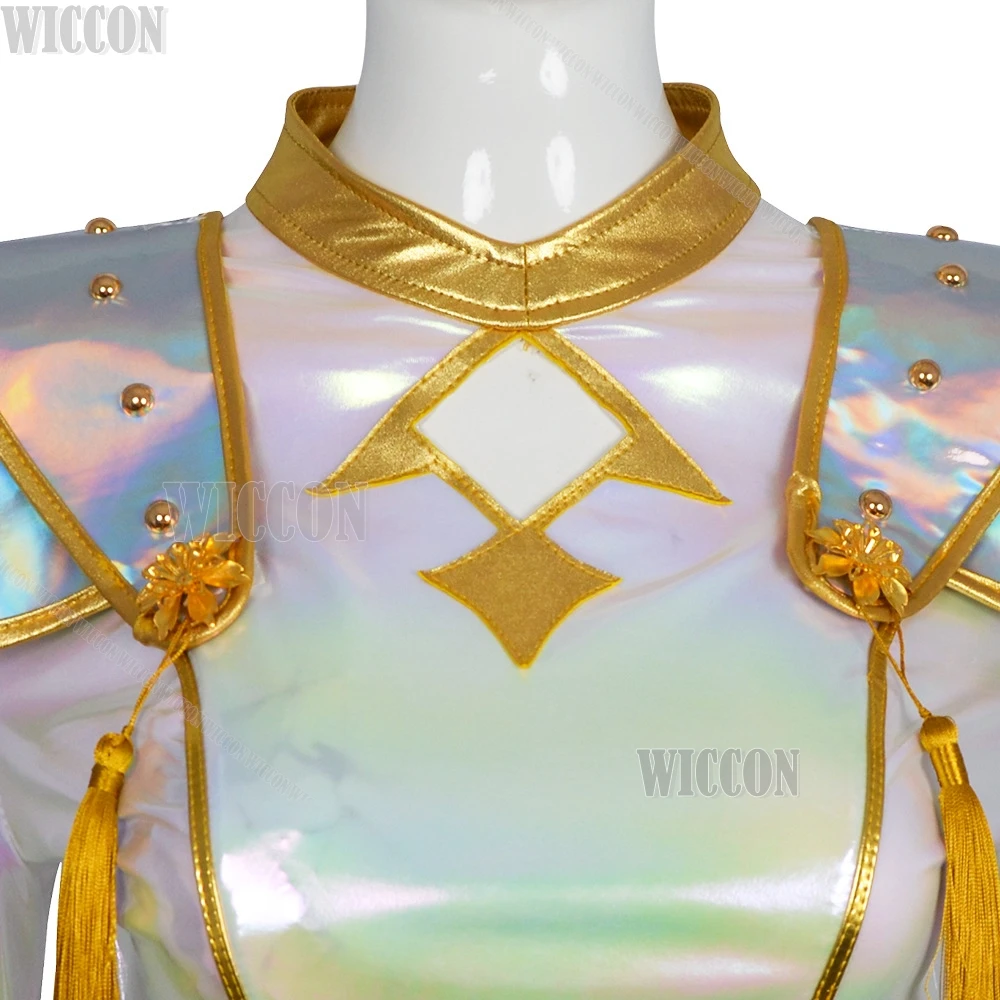 K-Pop Huntrix HUNTR/X Zoey Cosplay Demon Hunters White Laser Outfit Roleplay Stage Clothes Halloween Adults Kids Size Comic Con