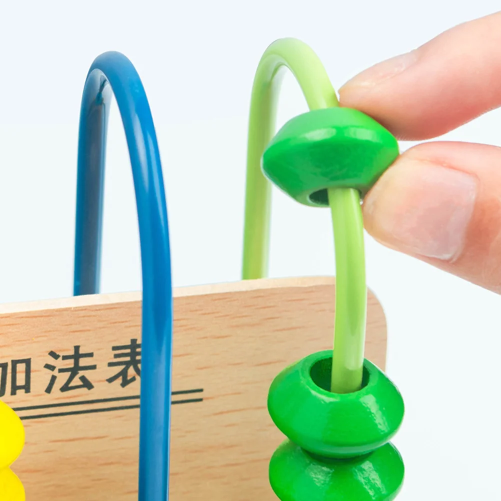 Abaco in Legno Educativo con 5 Aste e 10 Perline Colorate, Strumento di Apprendimento Matematico per Bambini, Calcolo Precoce e Cognizione