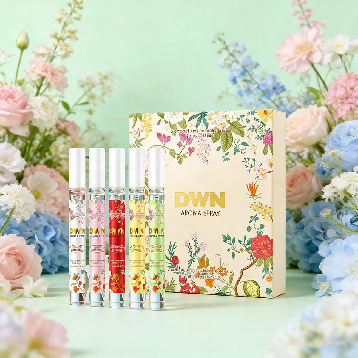 5 Piece Flower Perfume Gift Set, Long Lasting Elegant Charming Fragrance Spray For Women And Men, Romantic Pheromones 10ml image 3