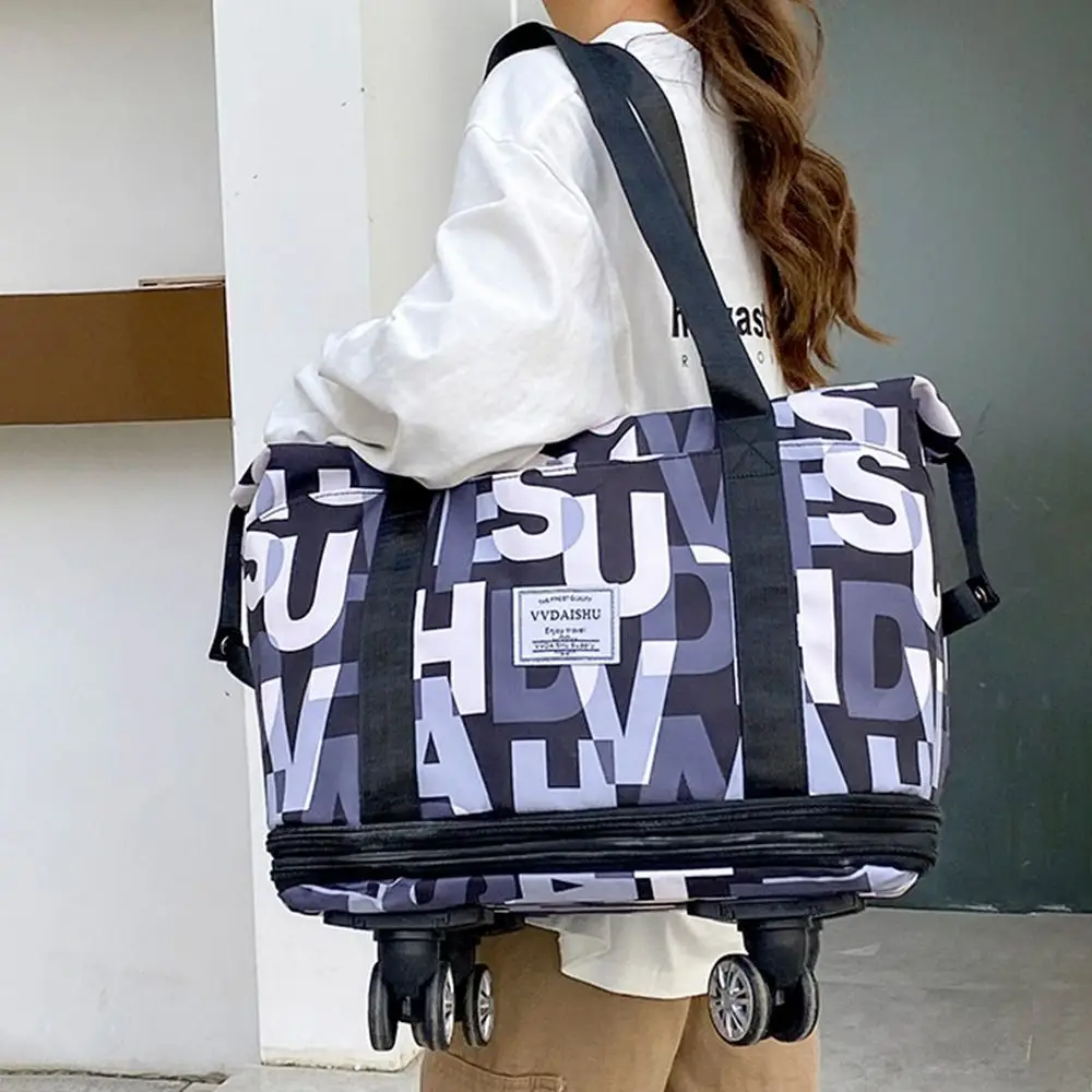 with Wheels Rolling Duffle Bag with Wheels New Multiple Pocket Expandable Suitcases Foldable Rolling Luggage Bag Travel