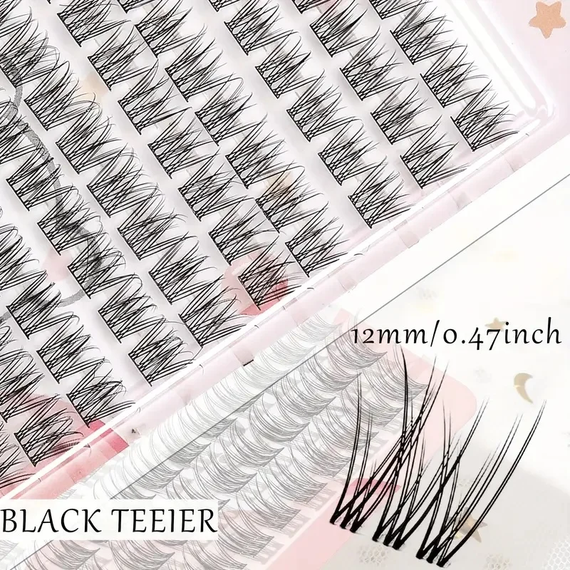 Conjunto de cílios postiços fáceis de adesivos, estilo desenho animado grosso com aparência natural, adequado para iniciantes, grosso e fofo, estilo cruz real, adequado para iniciantes com design curvo, reutilizável