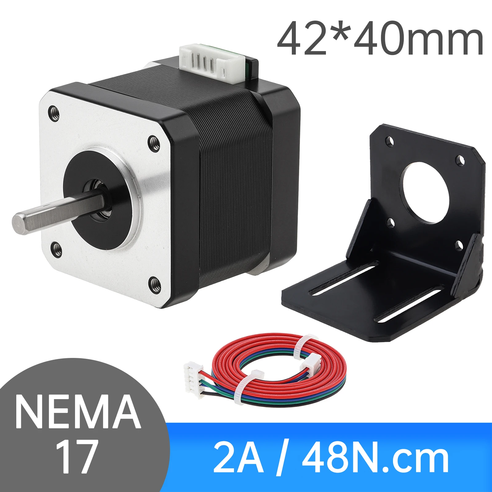 Nema 17 Stepper Motor 40MM Bipolar 2A 48N.cm(66.7oz.in) 42 Motor 2 Phase 4 Wire Bipolar Stepper Motor 1.8 Degree for 3D Printer