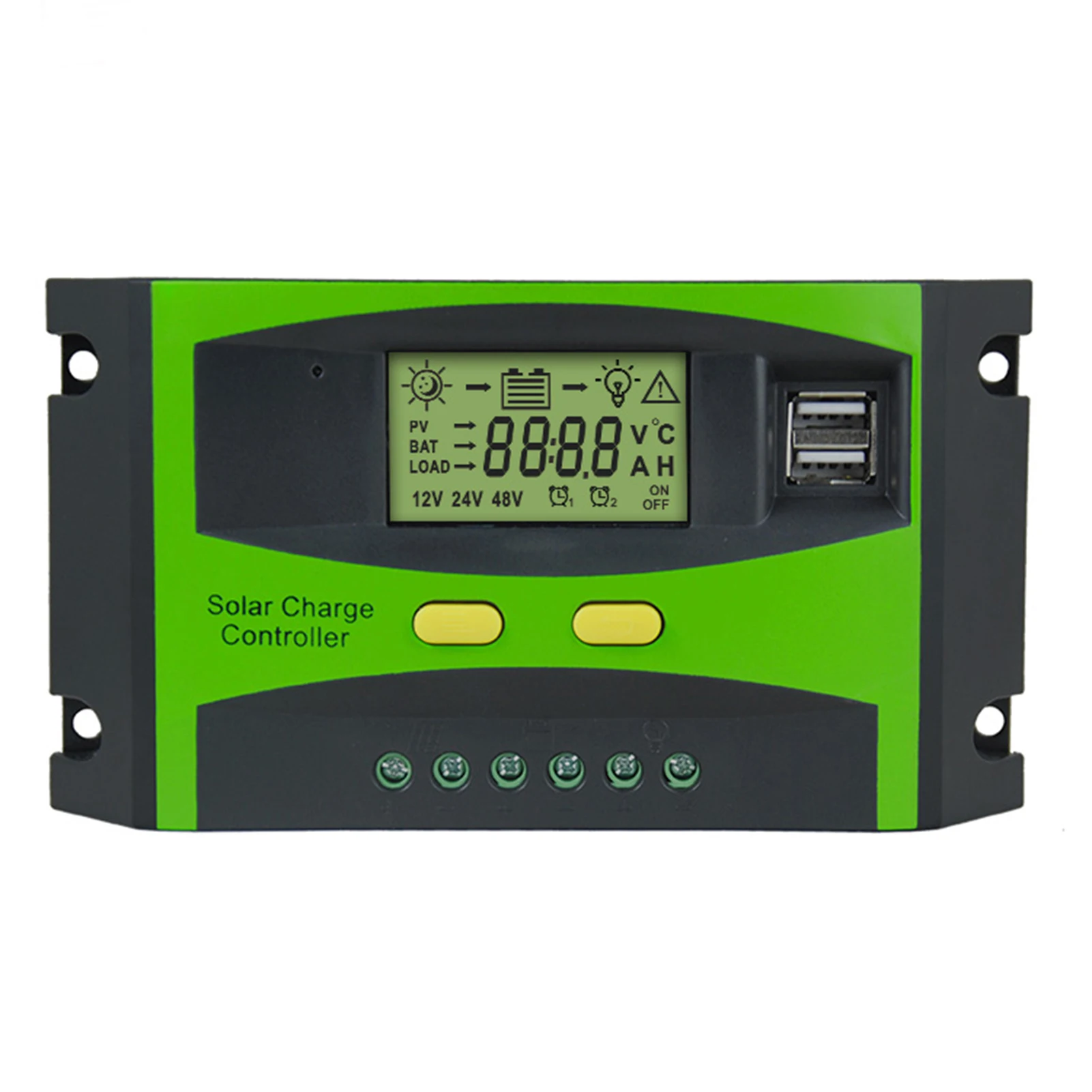 PWM Solar Controller 20A 30A 40A 50A 60A 12V/24V/48V Automatic Recognition Automatic Universal USB Smart Charging LED Display