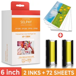 6 Inch Color Selphy Printer Paper Ink Compatible for Canon Selphy CP1500 CP1300 CP1200 CP1000 CP910 Photo Paper Printer KP-108IN