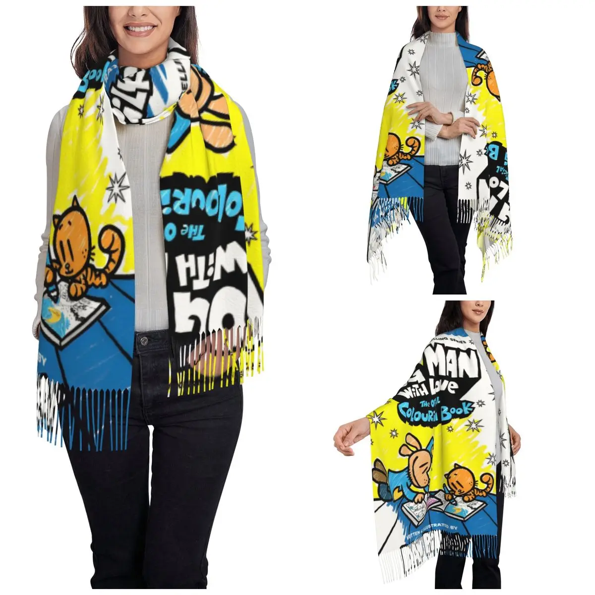 Womens Tassel Scarf Dog Man Do - Pashmina Wrap Large avis et prix