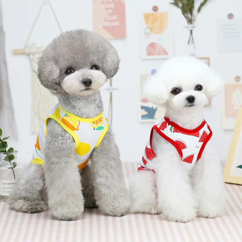 New Summer Pet Dog Cat Clothes 5-Color Fruit Vest Cute Lightweight Tank Top for Teddy Small Dogs