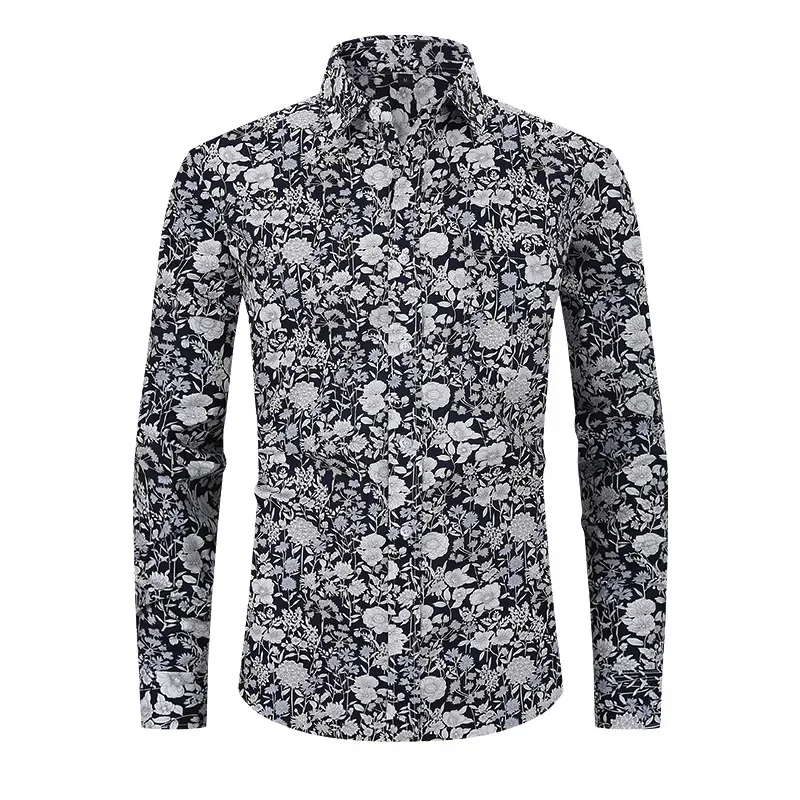 

Spring Autumn New Casual Printed Shirt Men's Long Sleeve Lapel Printed Shirt Four Seasons Designer Clothes Men