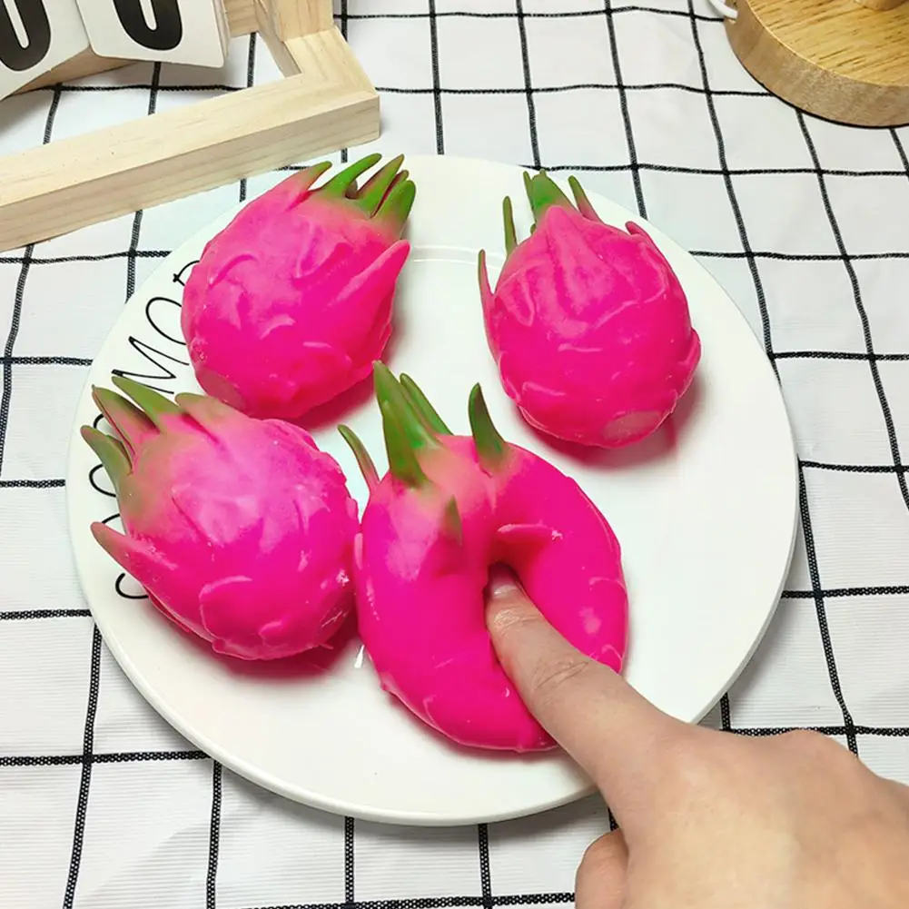 Realistic Dragon Fruit Squeeze Ball Funny Decompression Toy Soft Simulation Fruit Squishy Stress Reliever Sensory Fidget Toy