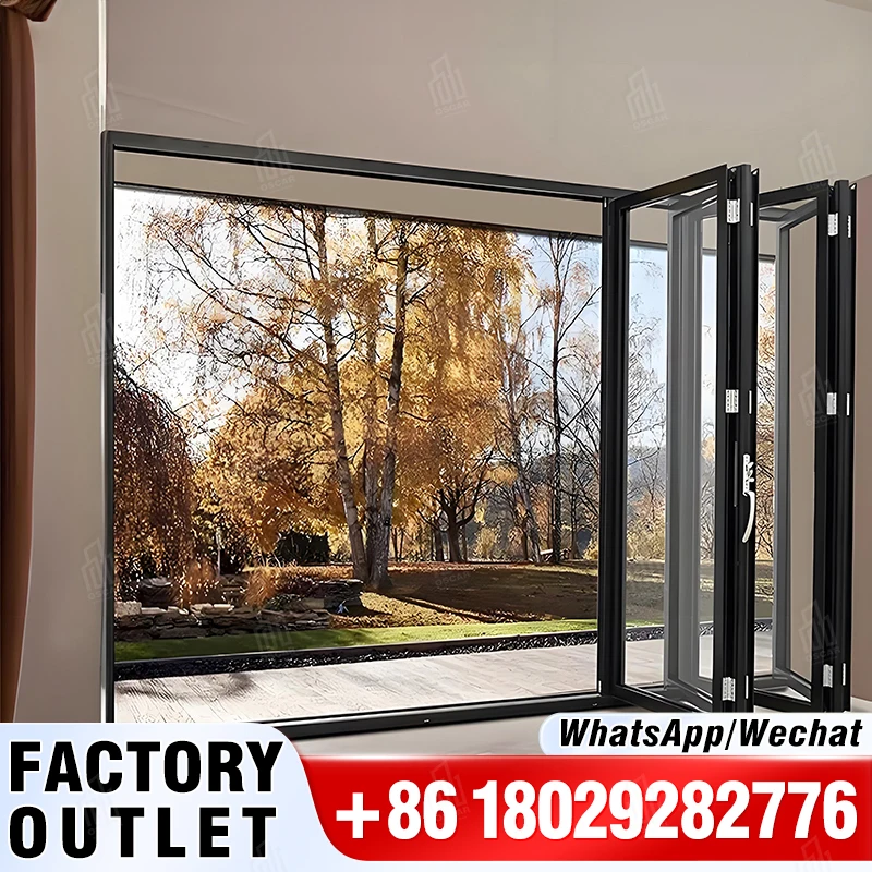 CE Certified Sliding Bi-Fold Door Customizable Walnut PVC for Kitchen Home Hotel or Apartment High Quality with Aluminum Lock