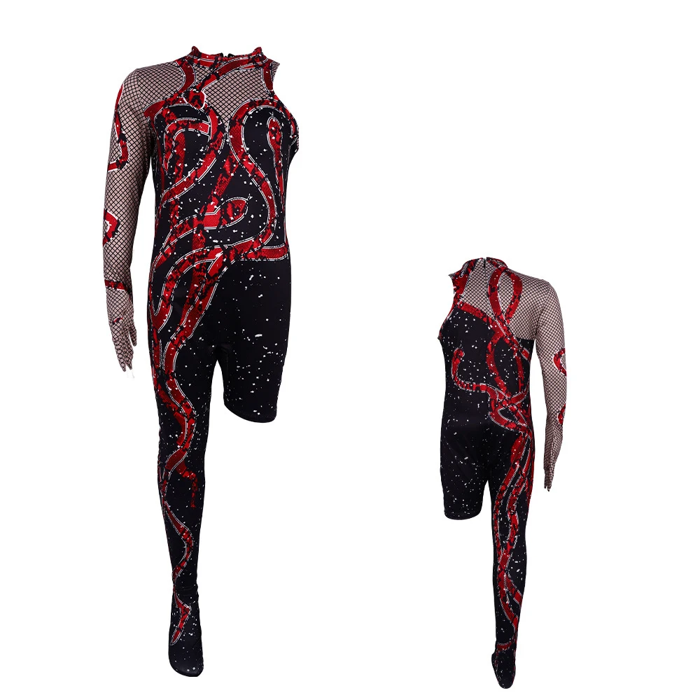 Taylor cosplay Swift Eras Tour Sparkles 3D printed costume sexy black single leg jumpsuit Halloween women\'s costume