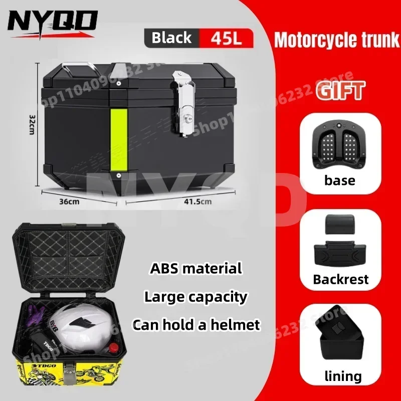 

Motorcycle Square Trunk 45L Large Capacity Electric Trunk Helmet Storage Box Lining Anti-theft Password Lock Motorcycle Toolbox
