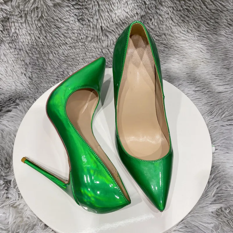 New High Heels, Thin Heels, Women's Shoes, Shallow Mouth, Sharp Point, Bright Surface, Simple Women's Single Shoes